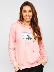 Sudadera con capucha con impresión para mujer rosa Bolf HL9268