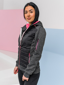 Sudadera acolchada con capucha para mujer negra Bolf KSW4001