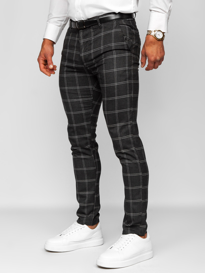 Pantalón chinos a cuadros para hombre grafito Bolf 0036