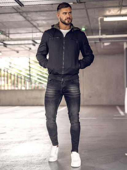 Chaqueta algodón de entretiempo para hombre negro Bolf 84M3010A