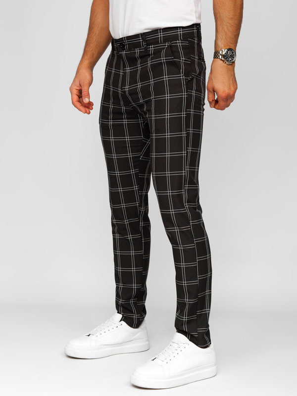 Pantalón chinos a cuadros de tela para hombre negro Bolf 184188