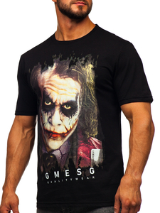 Camiseta de manga corta con impresión para hombre negro Bolf 192245