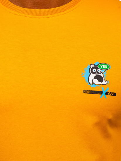 Sudadera sin capucha con impresión para hombre naranja Bolf 8744