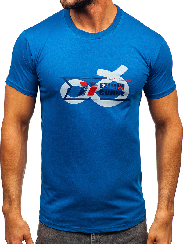 Camiseta algodón de manga corta para hombre azul Bolf 14736