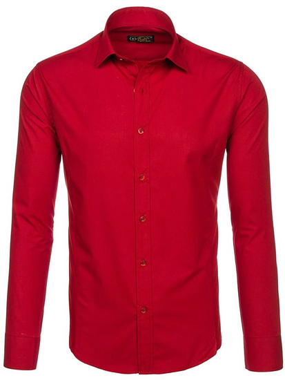 Camisa elegante burdeos de manga larga para hombre Bolf 1703