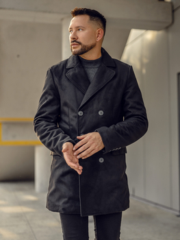 Abrigo con botonadura doble de invierno para hombre negro Bolf 79B3-073