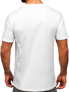 Camiseta algodón de manga corta con impresión para hombre blanco Bolf 14780