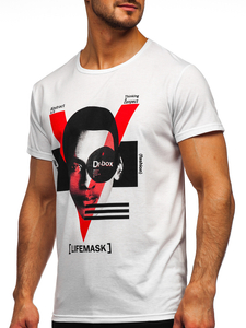 Camiseta de manga corta con impresión para hombre blanco Bolf KS2552