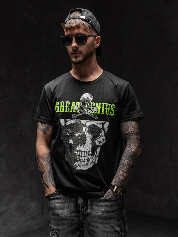 Camiseta estampada para hombre color negro Bolf Y70005