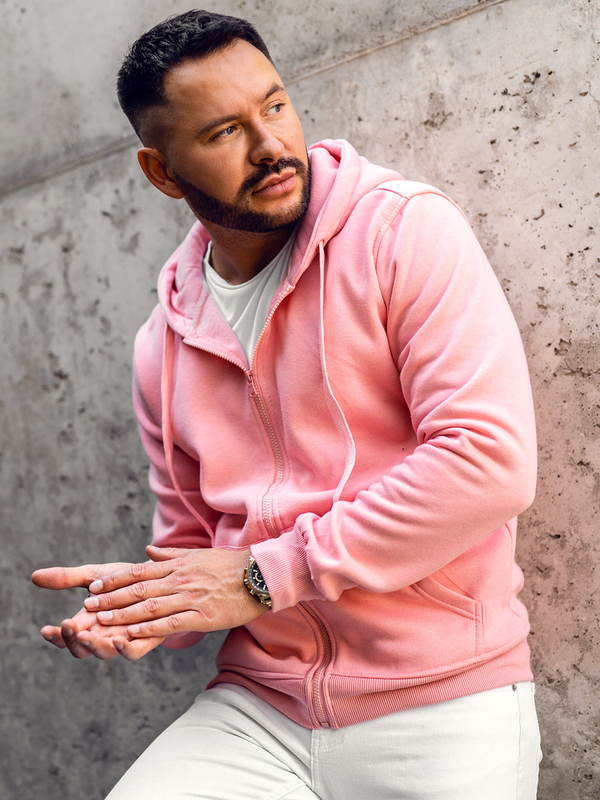 Sudadera con capucha para hombre rosa claro Bolf 2008A