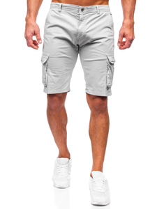 Pantalón corto de tela cargo para hombre gris Bolf J707