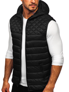Chaleco acolchado con capucha para hombre color negro Bolf HDL88003