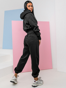 Conjunto de chándal de dos piezas para mujer negro Bolf 8C79