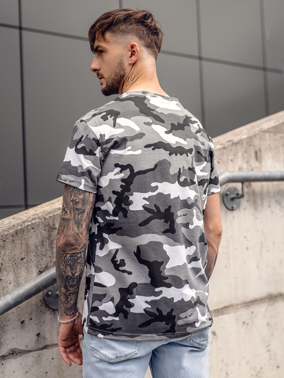 Camiseta de manga corta camuflaje para hombre gris Bolf S807A1