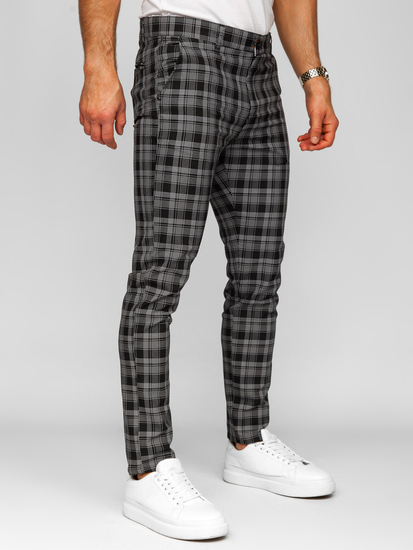 Pantalón chinos a cuadros de tela para hombre negro Bolf 184175