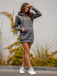 Sudadera larga con capucha grafito para mujer Bolf YS10003