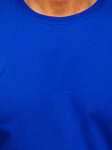 Camiseta de algodón para hombre azul aciano sin estampado Bolf 192397