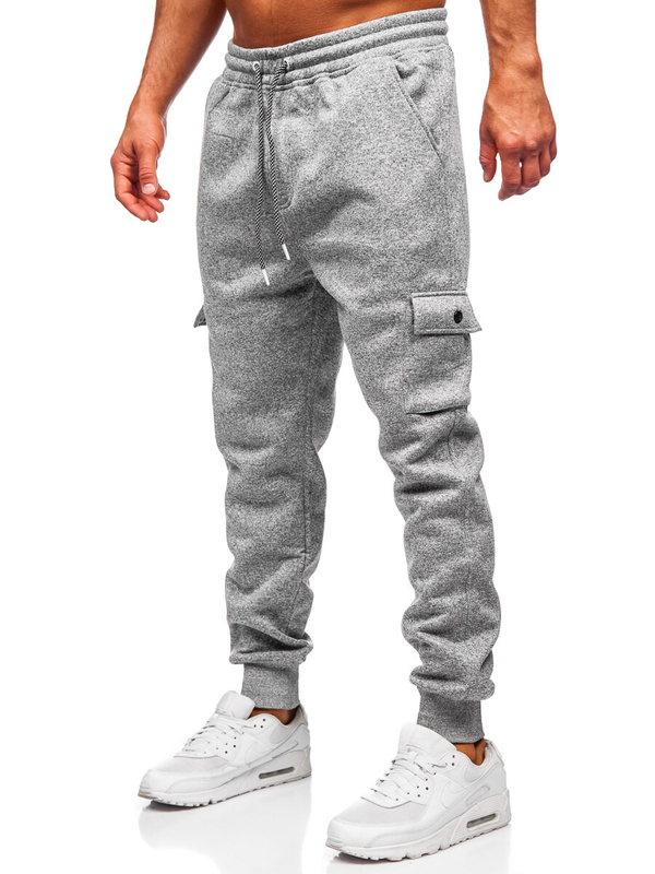 Pantalón forrado de chándal jogger para hombre gris Bolf Q1108