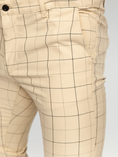Pantalón chino de cuadros para hombre beige Bolf 0060