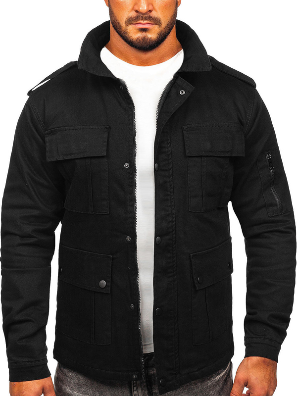 Chaqueta algodón de entretiempo para hombre negro Bolf 10290