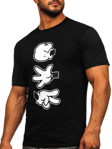 Camiseta negra de algodón con estampado para hombre Bolf KS1997
