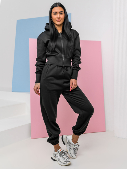 Conjunto de chándal de dos piezas para mujer negro Bolf 8C79