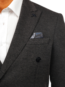 Hombre Chaqueta de traje elegante cruzada Antracita Bolf 007