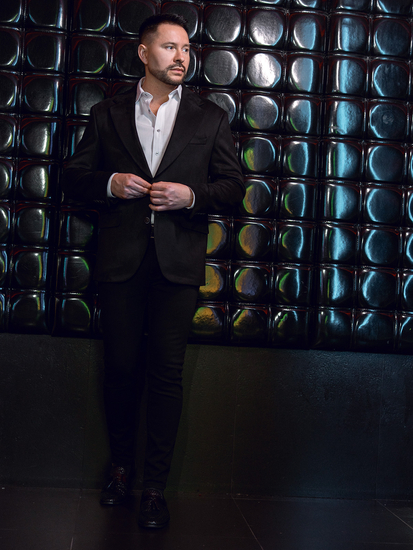 Americana de hombre de terciopelo negra Bolf 24410