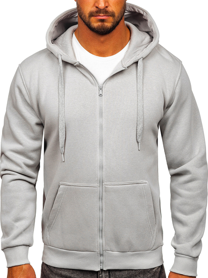 Sudadera abierta gruesa con capucha para hombre gris Bolf 2008