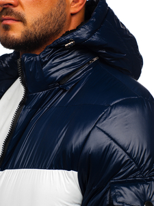 Chaqueta acolchada de invierno para hombre color azul oscuro y rojo Bolf 6593