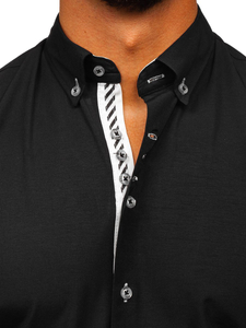 Camisa elegante con manga larga para hombre negra Bolf 5796