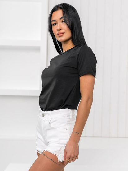 Camiseta sin estampado para mujer color negro Denley SD211