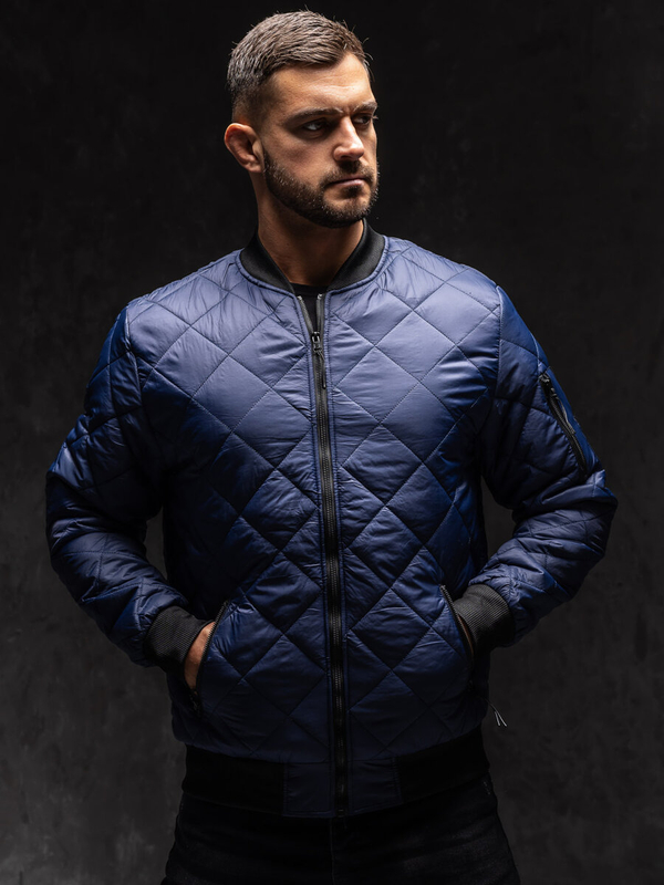 Chaqueta bomber acolchada de entretiempo para hombre azul oscuro Bolf MY-01A1