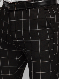 Pantalón chinos a cuadros de tela para hombre negro Bolf 0040
