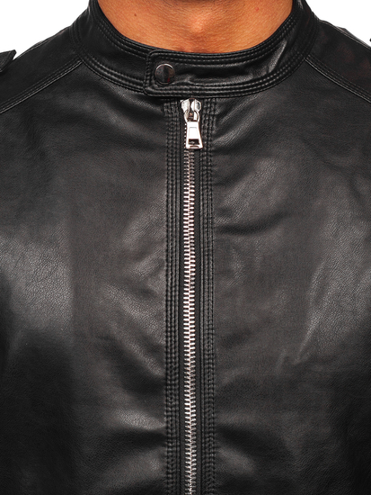Chaqueta de cuero para hombre negro Bolf 11Z8020