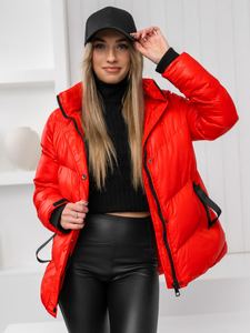Chaqueta acolchada de invierno con capucha para mujer rojo Bolf 23065A