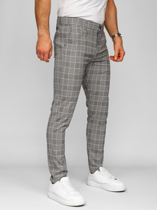 Pantalón chinos a cuadros de tela para hombre gris Bolf 184171