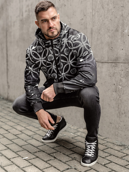 Sudadera abierta con capucha para hombre negro Bolf 27B8122A