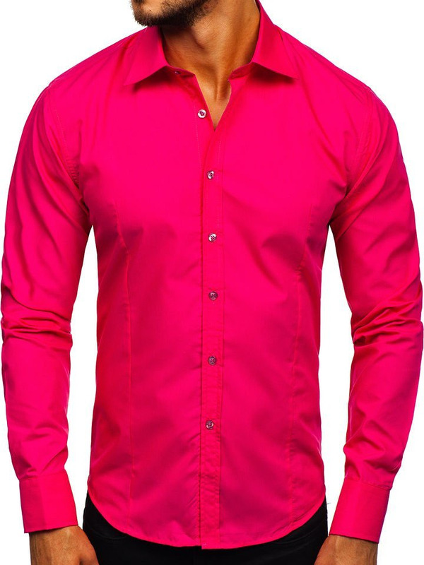 Camisa elegante coral de manga larga para hombre Bolf 1703