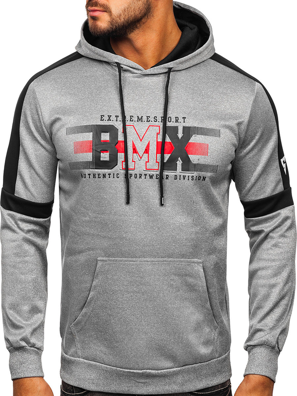 Sudadera con capucha con impresión para hombre gris Bolf HY973