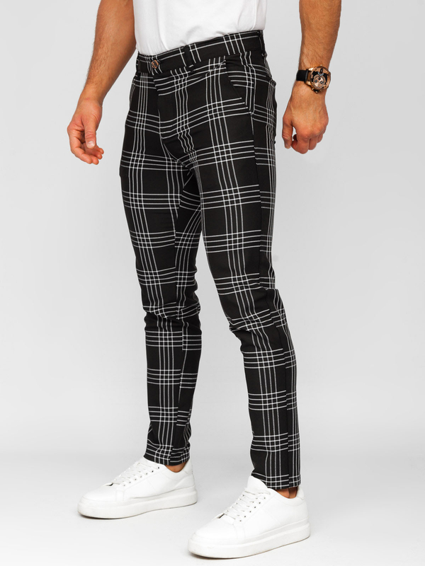 Pantalón chinos a cuadros de tela para hombre negro Bolf 184160