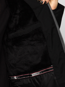 Chaqueta larga acolchada de invierno abrigo con capucha negro para mujer Bolf 7089