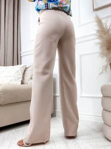 Pantalón campana de tela para mujer beige Bolf 8158