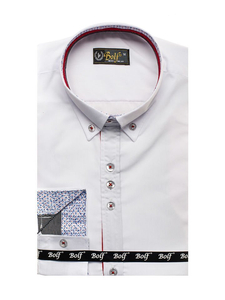 Camisa elegante de manga larga para hombre blanca Bolf 8839