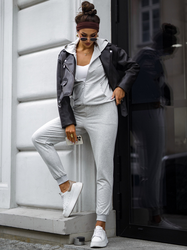 Conjunto de chándal de dos piezas con capucha para mujer color jaspeado Bolf 821110