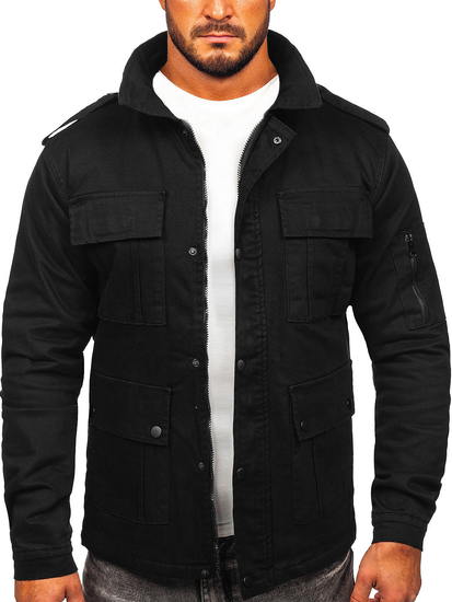 Chaqueta algodón de entretiempo para hombre negro Bolf 10290