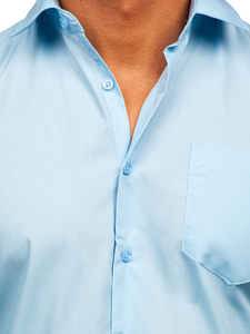 Camisa elegante de maga larga para hombre azul claro Bolf M14