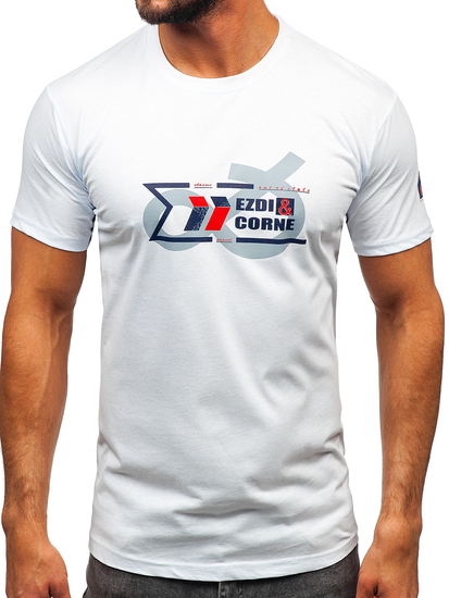 Camiseta algodón de manga corta para hombre blanco Bolf 14736