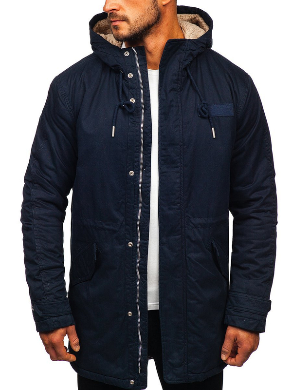 Chaqueta de invierno parka para hombre azul oscuro Bolf EX838