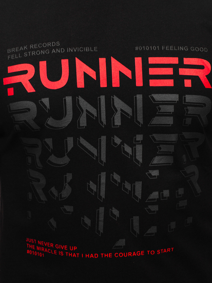 Camiseta de manga corta con impresión para hombre negro Bolf 14336